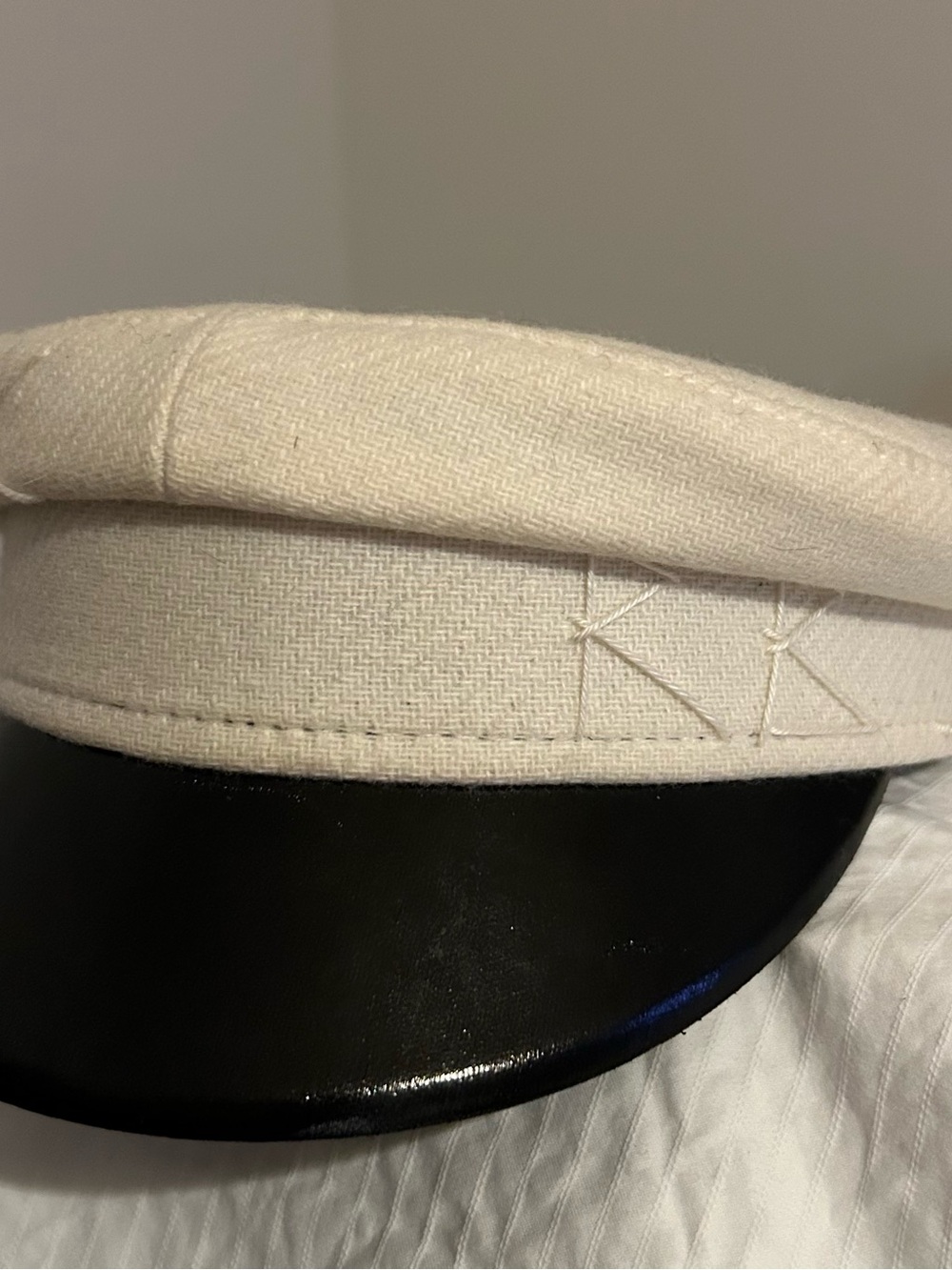 Ruslan Baginskiy Wool Baker Boy Cap in Cream with Black Visor